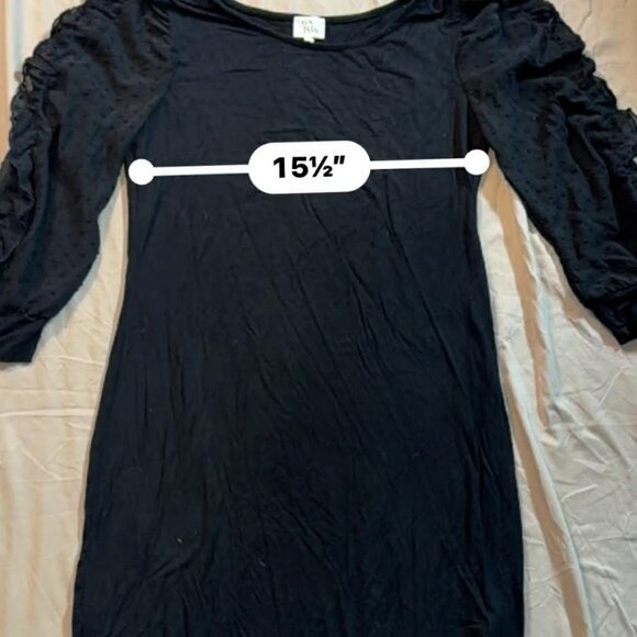 Ava James Black 3/4 Puff Sleeves Silky Soft Black Dress SIZE SMALL - Picture 6 of 10